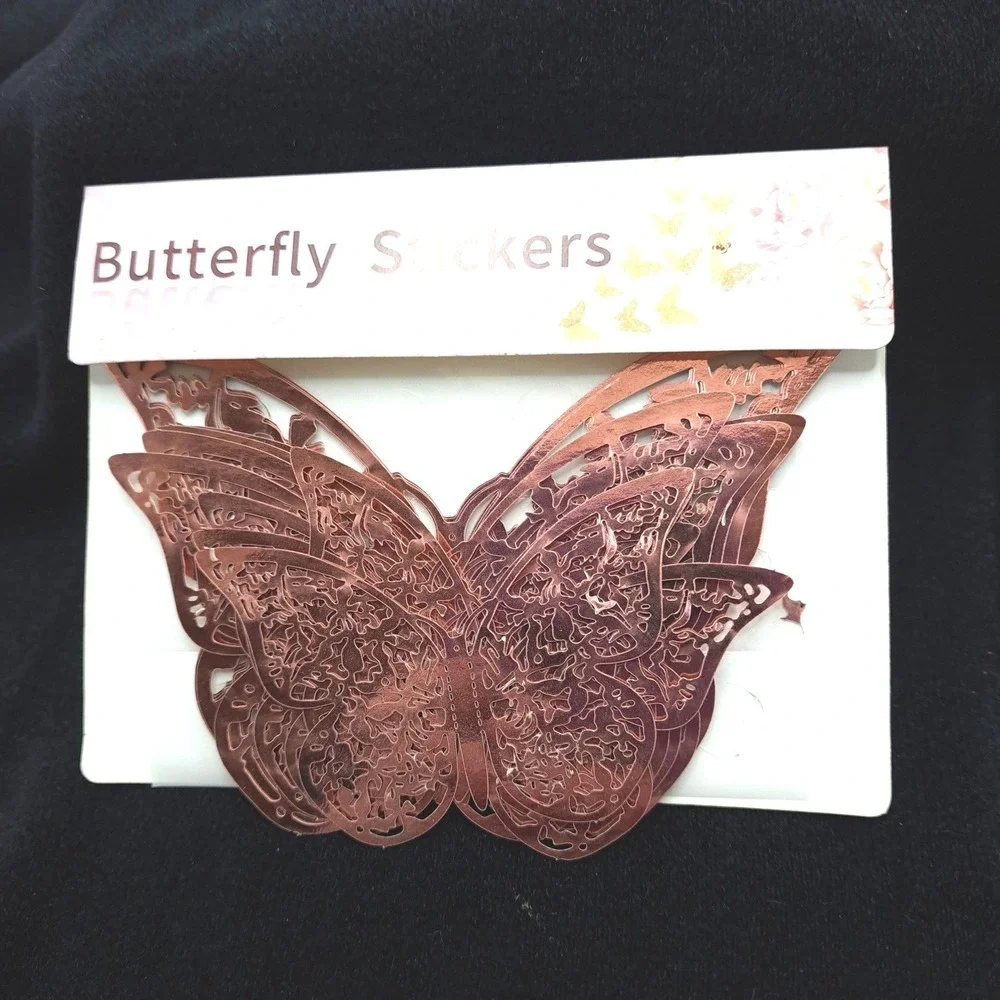 3D Butterfly Stickers Rose Gold 12pc‎ 4.5
